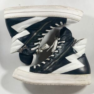 Savio Barbato Black&White Leather Dual-zip Hi-top Sneakers, EU41, GUC